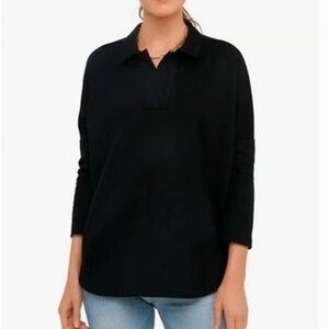 Tuckernuck Pomander Place Easy Polo Swing Sweatshirt in Black